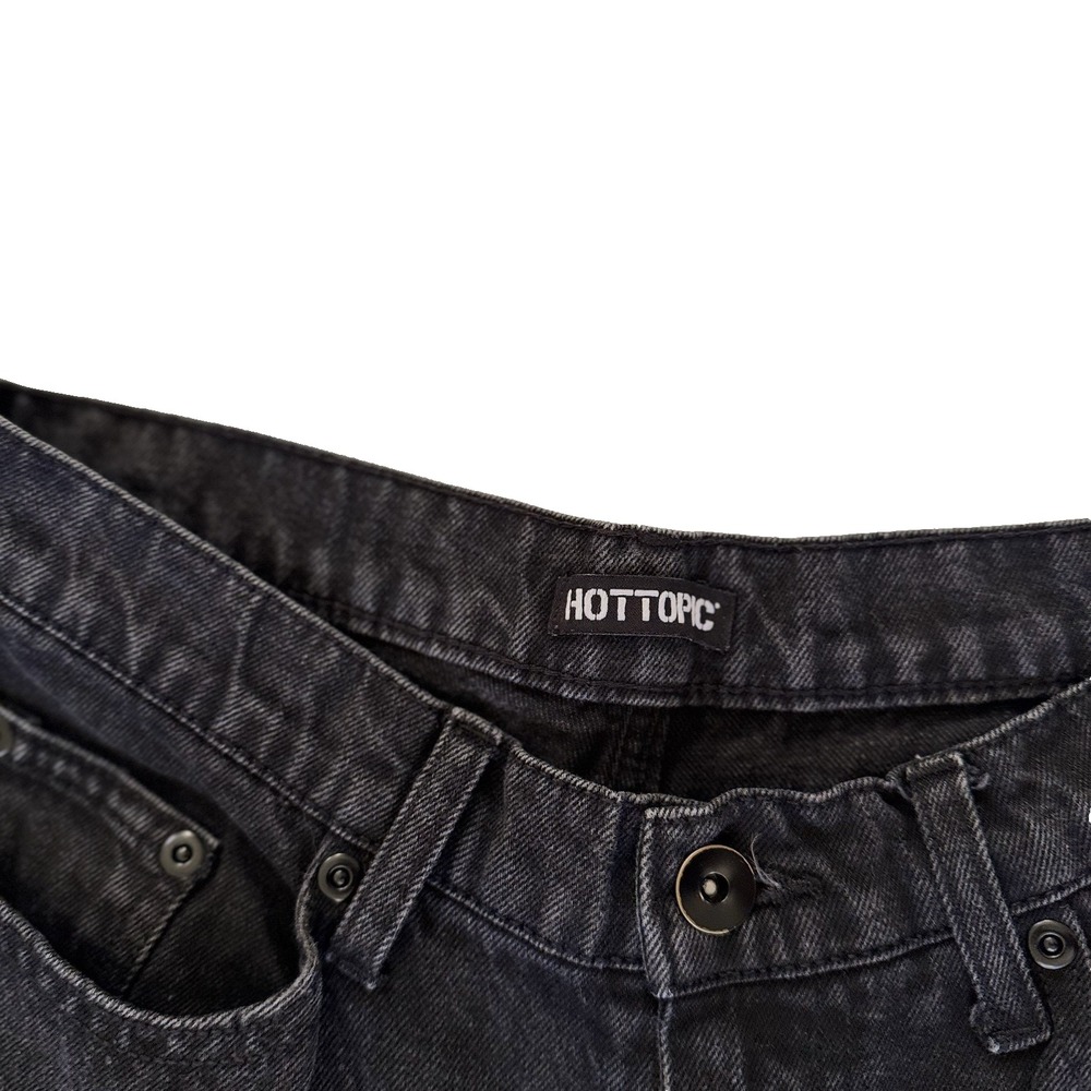 HOT‎ TOPIC Black Jeans Mens 28x31 Slow Decay Skulls Skater Goth Punk Wide Leg - Picture 9 of 11